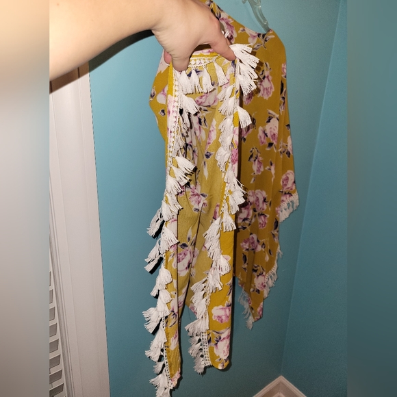 Umgee Gold Floral Open Kimono Cardigan  sz. Large - Picture 5 of 5